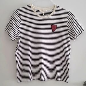 Maje Heart Stripe t shirt women S size